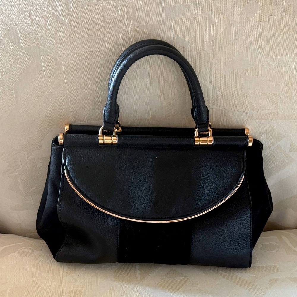 LC Lauren Conrad Black faux suede faux leather Handbag